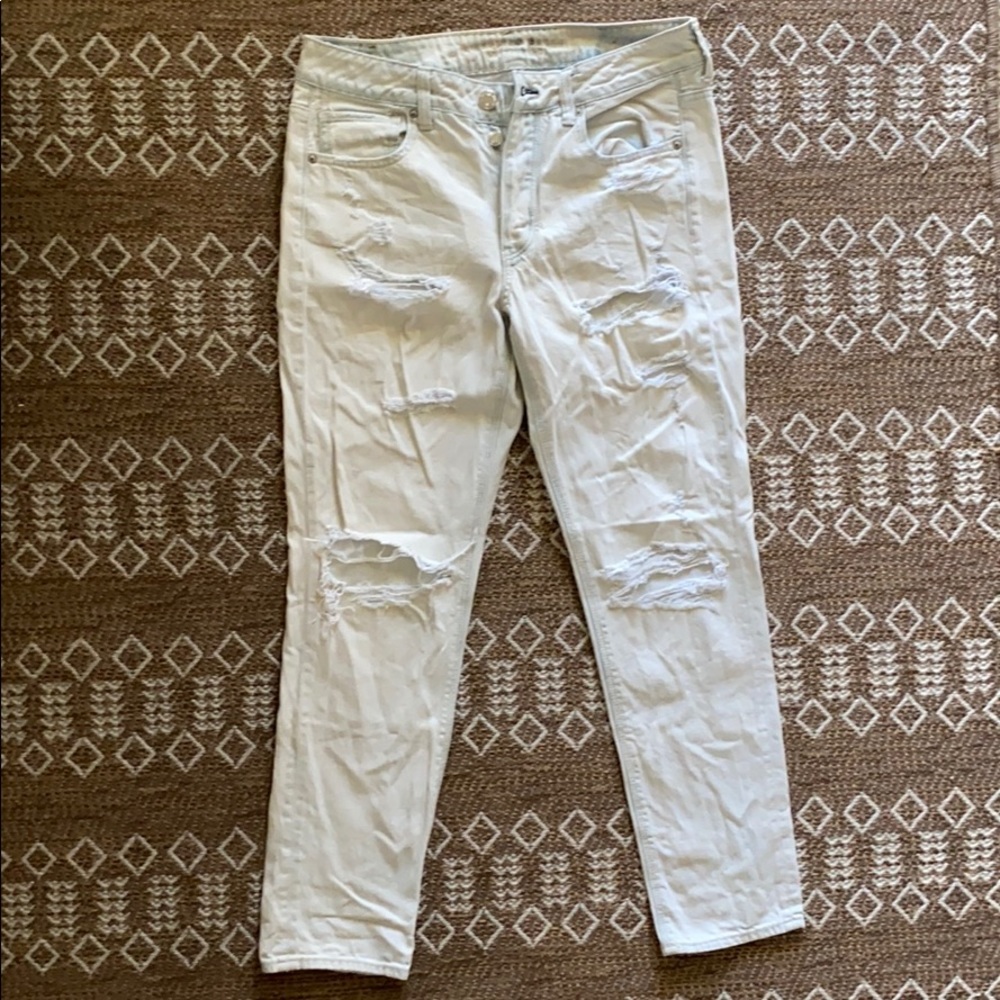 Boyfriend/Tomgirl Blue-white Denim High-waisted